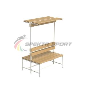 Купить Скамейка с вешалкой и полкой для раздевалок двухсторонняя (разборная) 1200 мм в Екатеринбурге 